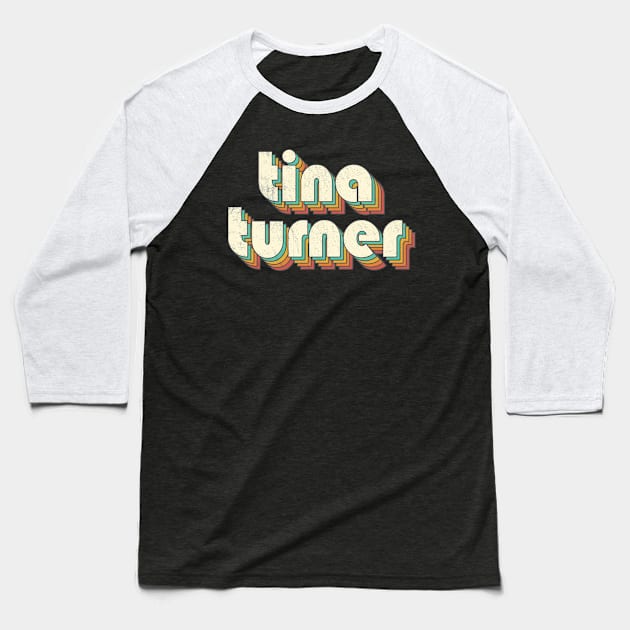 Retro Vintage Rainbow Tina Letters Distressed Style Baseball T-Shirt by Cables Skull Design